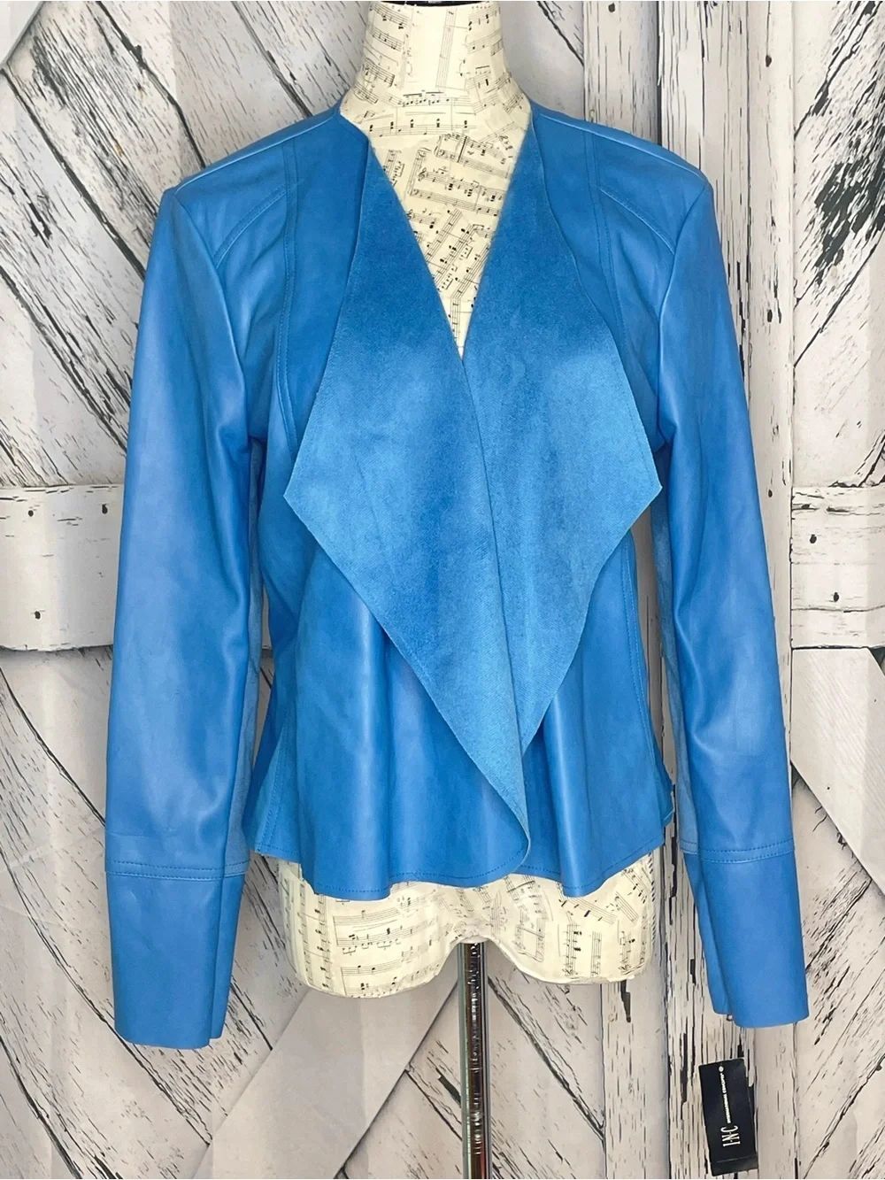 NWTâINC International Concepts LYRIC BLUE FAUX LEATHER JACKET M
